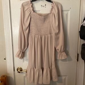 S/M Cream Off-The-Shoulder Dress